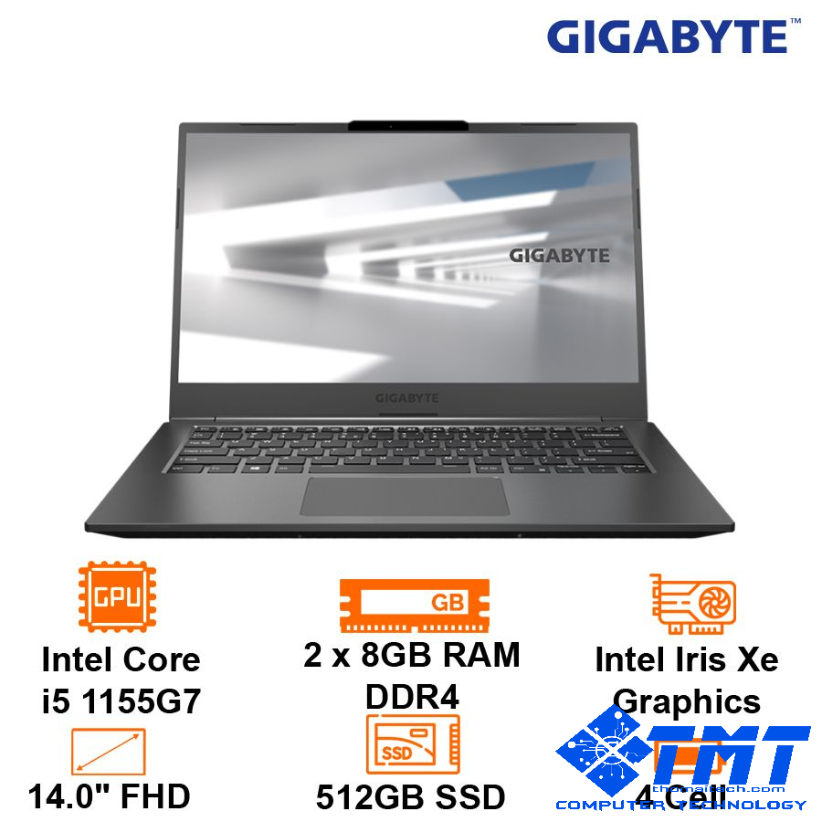 Laptop Gigabyte U4 UD Silver 14 Inch FHD Intel Core I5/1155G7 16GB 512 GB 