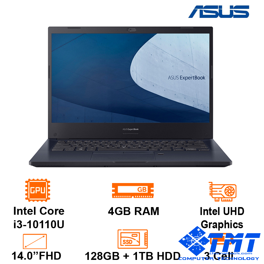 Laptop Asus ExpertBook P2451FA-EK3342 - 14 FHD I3-10110U 4GB 1slot 128GB SSD / 1TB Đen/Dos
